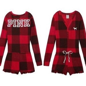 Victoria Secret's Pink Buffalo Check Romper